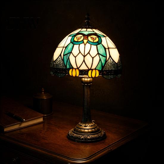 Vintage Dragonfly Bedside Lamp Tiffany Stained Glass Table Lamp, Blue Night Light, Artistic Home Decor Light Decorative Atmosphere for Bedroom Living