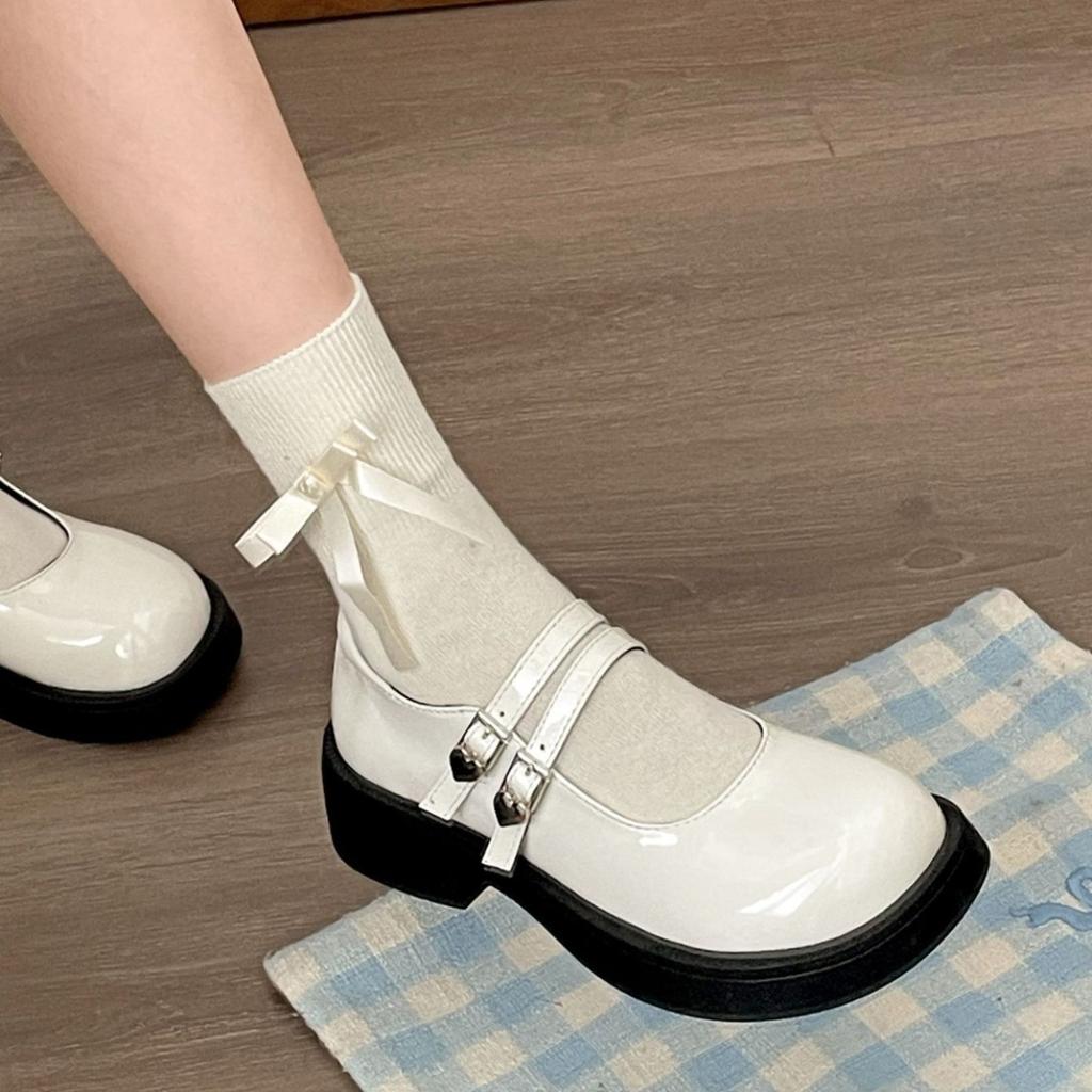 Fashion versatile black British style thick heel platform small leather shoes women's 2025 new spring and autumn French Mary Jane single shoes