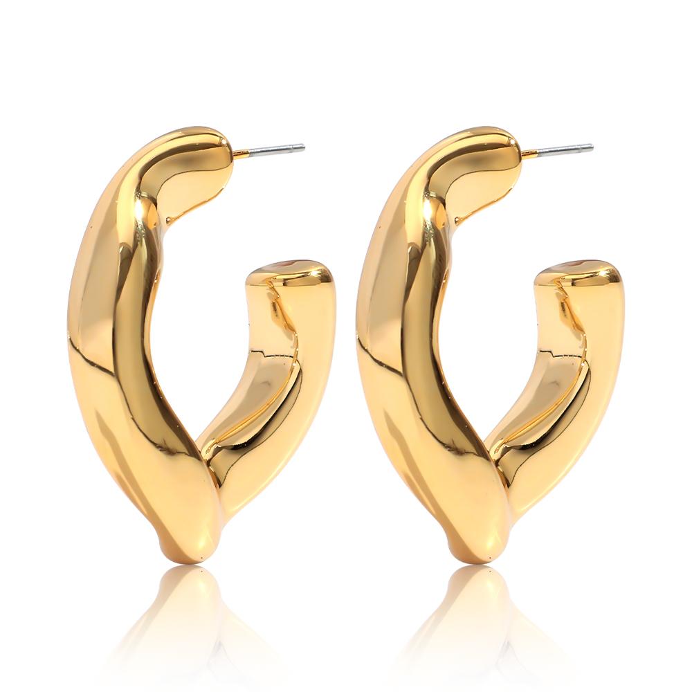 Gold Silver Color Acrylic Irregular C-Shaped Earring Hoops for Women Retro CCB Geometric Huggies Earrings Trendy Jewelry Gift золотой