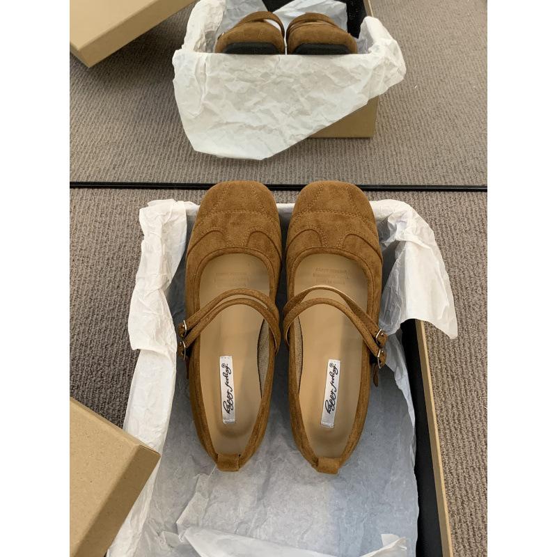 Flat bottom retro niche suede Mary Jane single shoes women's shoes 2025 new spring and autumn with skirt ballet shoes