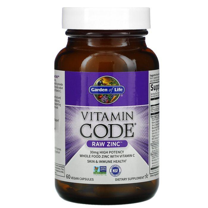 Garden of Life Vitamin Code Raw Zinc Veggie Capsules, 60 Count - 2 Pack
