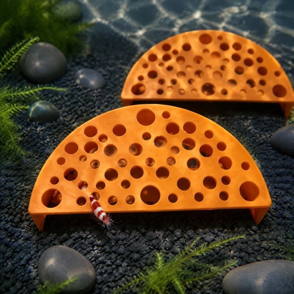 2 Pcs Orange Color Shrimp Breeding Cave Hollow Structure Shrimp Hideouts Cave Fishtank Habitat