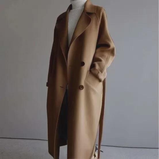 Women's Mid-Length Wool Coat - Hepburn-Inspired, British Style, Korean Version, Perfect for Spring and Autumn