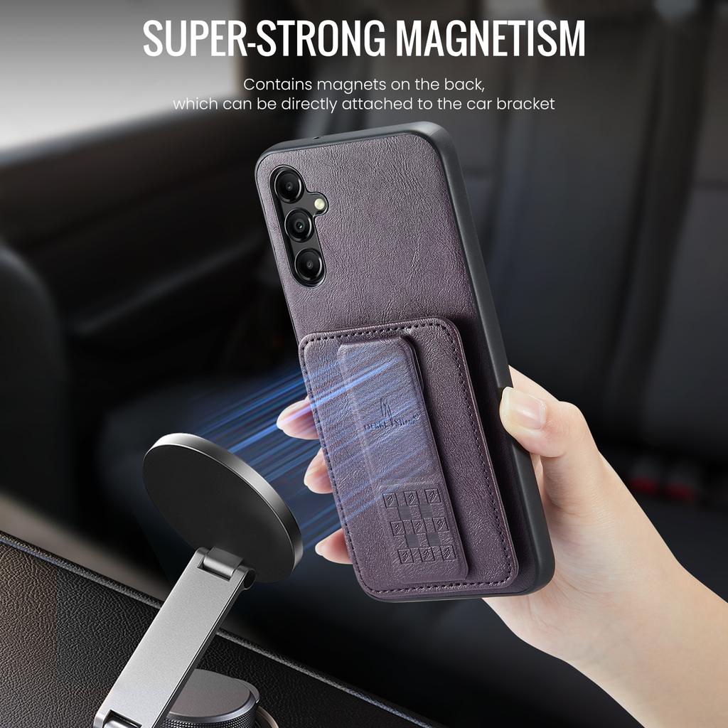 För Samsung Galaxy A55 5G Fodral PU-läder+TPU Skyddande Telefonskal med Korthållare