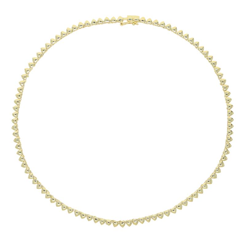High Polished Plain Heart Shaped Tennis Chain Choker Necklace for Women 16inches Fashion Jewelry 16inches(40.64cm)&necklace