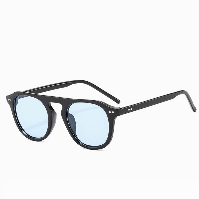 New Round Frame Jelly Color Single Beam Sunglasses For Men Women Korean Style Trendy Fashion Punk Rice Nail Flat Top Sun Glasses