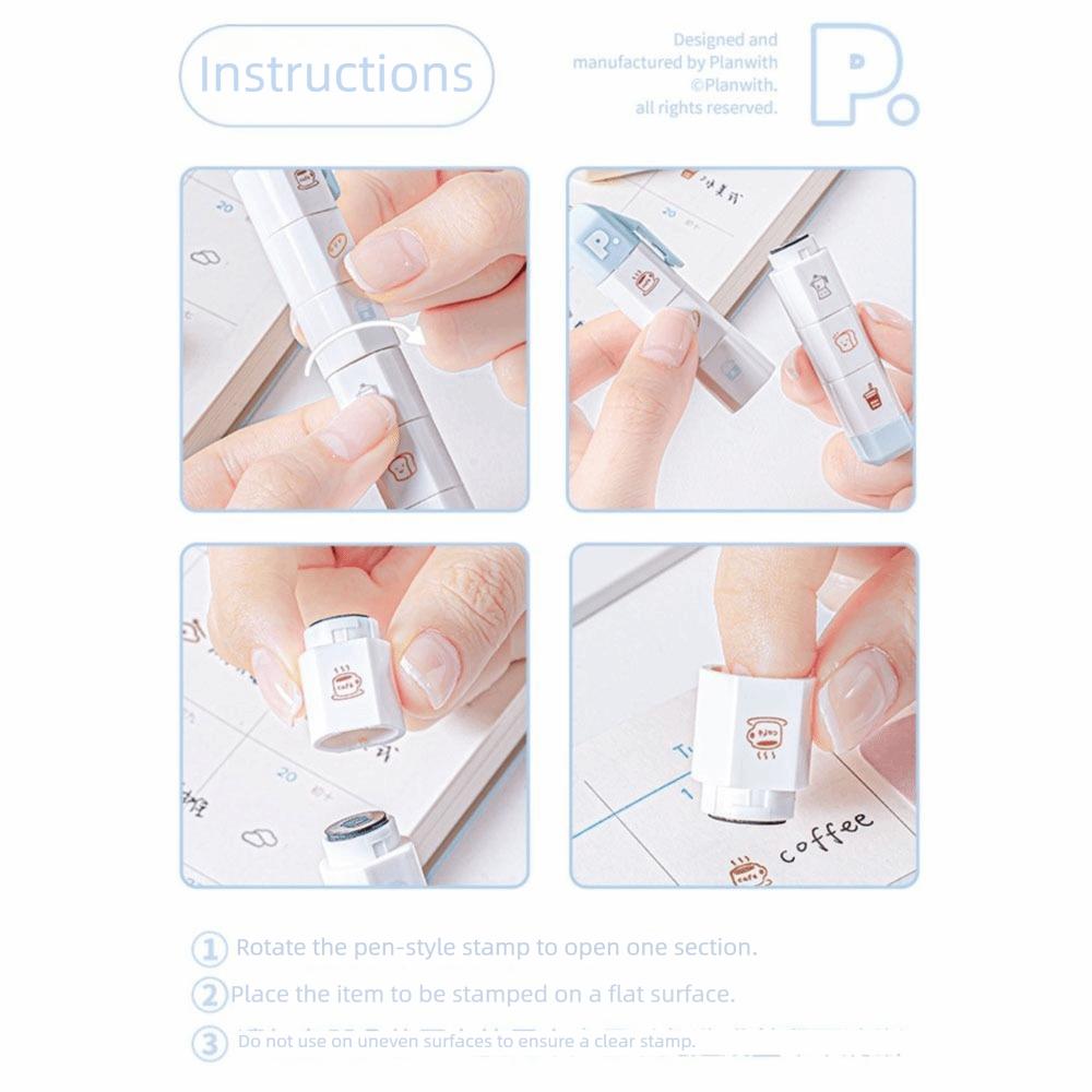 Multi-Head Arrival Cute To Do List Journal Stamp Detachable Diary Seal Cute Stamp Mark  Kids Gift