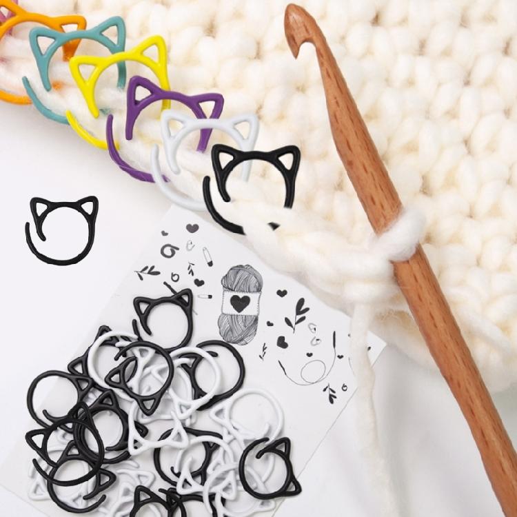 24Pcs Cats Shaped Knitting Markers Locking Stitching Markers for Crocheting Knitting, Crochet Locking Markers Rings