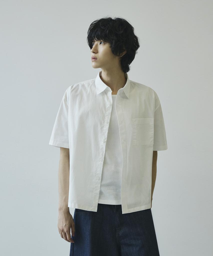SIGNATURE Summer Oxford Crop Half Shirt [White]
