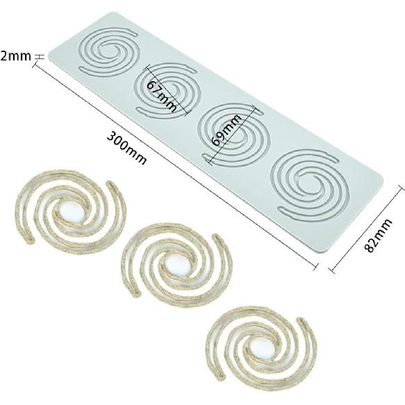 Geometric Pattern Mold, 3D Hollow Spiral Mold Silicone Fondant Candle Mold for Cake Cupcake Food Decorations (F_12x3.28x0.08inch)