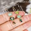 Asymmetrical Green Tone Geometric Drop Earrings for Women Retro Bohemian Style Earrings for Vacation and Daily Wear