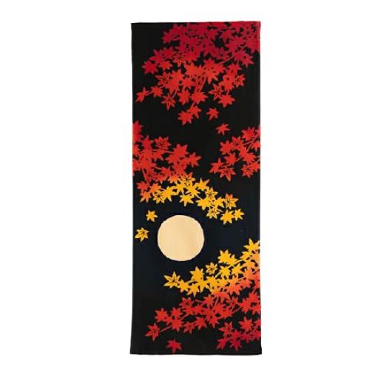 

Камавану Тюсэн Тэнугуи Осенние листья в лунную ночь Сделано в Японии 33см х 90см Хлопок Премьер-министр Осенний узор Осенние листья в лунную ночь