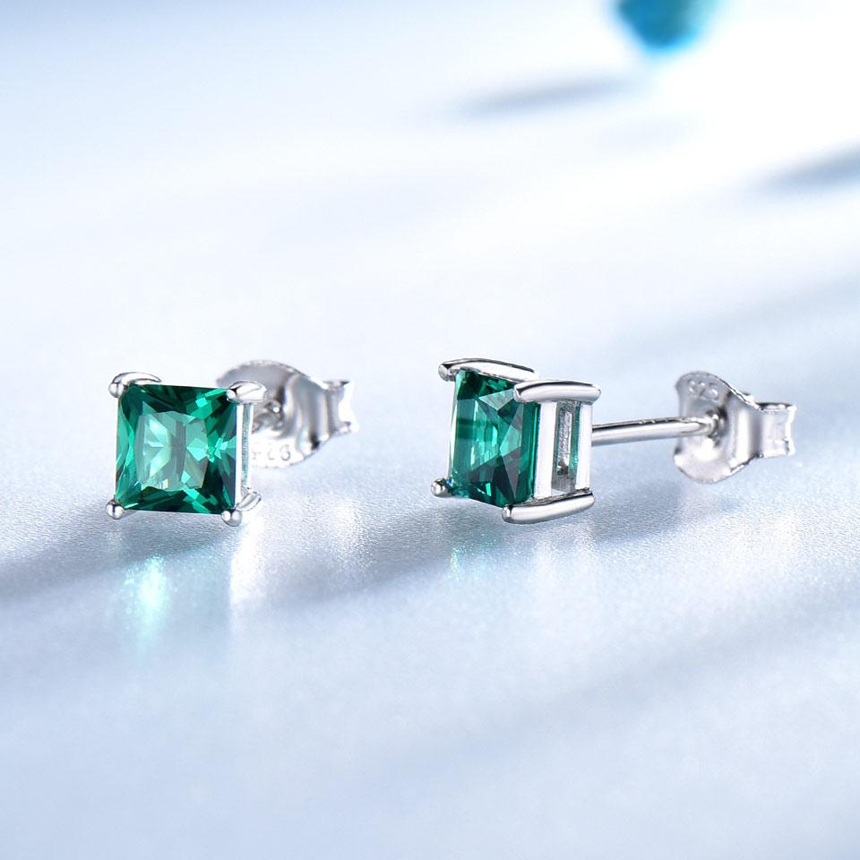 Umcho Emerald Topaz Gemstone 925 Sterling Silver Stud Earrings For Women