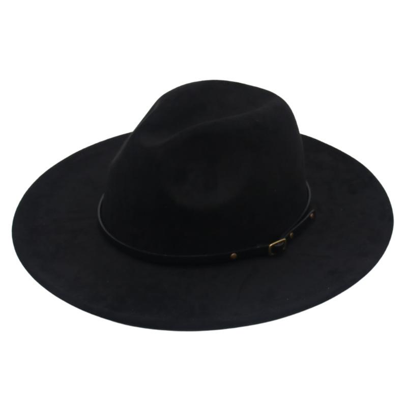 Big Brimmed Top Hat Imitation Suede Jazz Hat Spring Summer Felt Hat Gentleman'S Hat