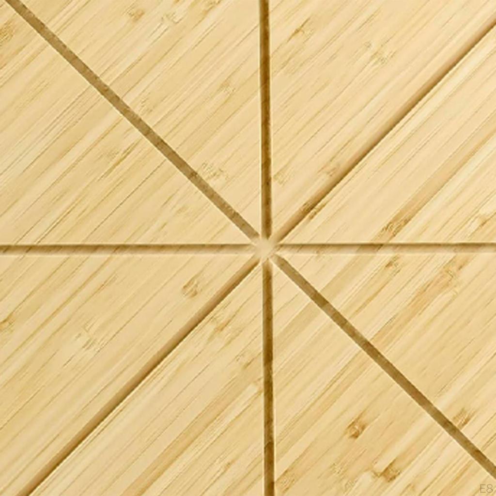 Pizza Cutting Board Bamboo Tray Food Prep Cheese Serving Platter with Grooves for