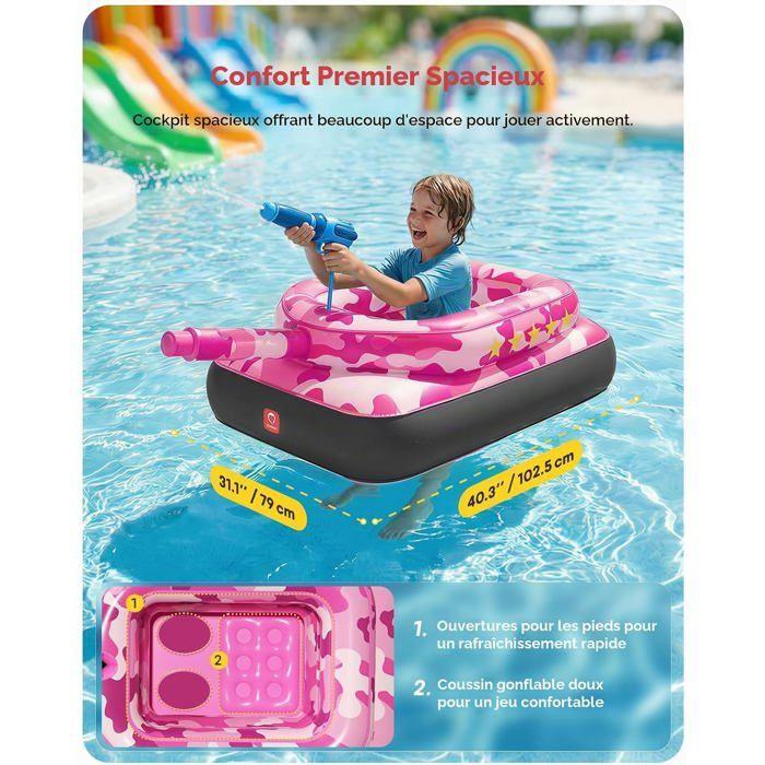QPAU Flotteur de Piscine Enfant avec Canon à Eau, Jouet Gonflable Épais 0,35 mm, 3-6 Ans