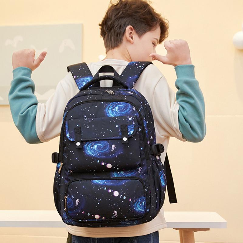 Load Reduction Oxford Children Backpack for Boys Large Capacity Primary Students Grade 1-6 Schoolbags with Bento Bag Pencil Case