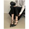 Fashion Bow Shoes Buckle 2025 Sandals Suit Female Beige Summer Heels Shallow Mouth New Strap Black Girls Pointed High Stiletto Closed