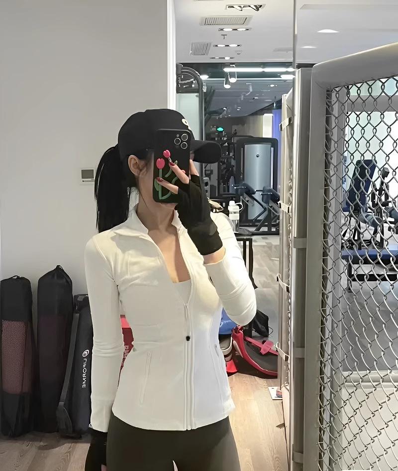 Women Stand Collar Yoga Jacket Nylon Slim Fit Long Sleeve Pilates Training Coat For Spring Summer Autumn