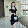 Satin Polyester Bodycon Dress With Vneck And High Waist For Office Wear