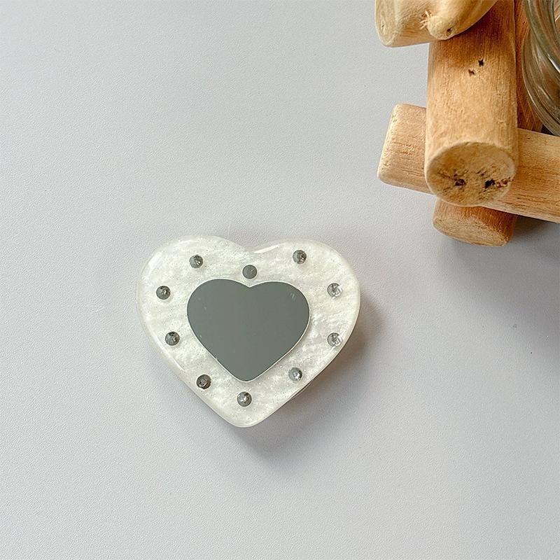 

Small Fresh Love Acrylic Ring Rhinestone Heart Mirror Mobile Phone Airbag Bracket Paste Portable