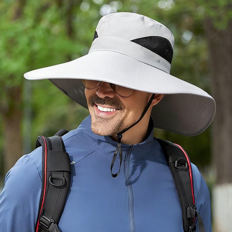 Solar-Powered Wide-Brim Hat with Fan & Face Shield for Outdoor Cycling, Fishing & Sun Protection
