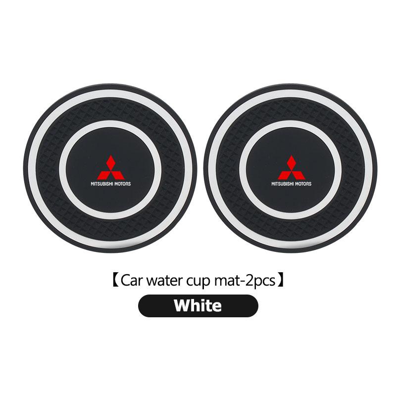 dnsh2 For Mitsubishi 2pcs Car Interior Coaster Non-Slip Water Cup Mat Waterproof Pad Lancer ASX Pajero Mirage Attrage Xpander