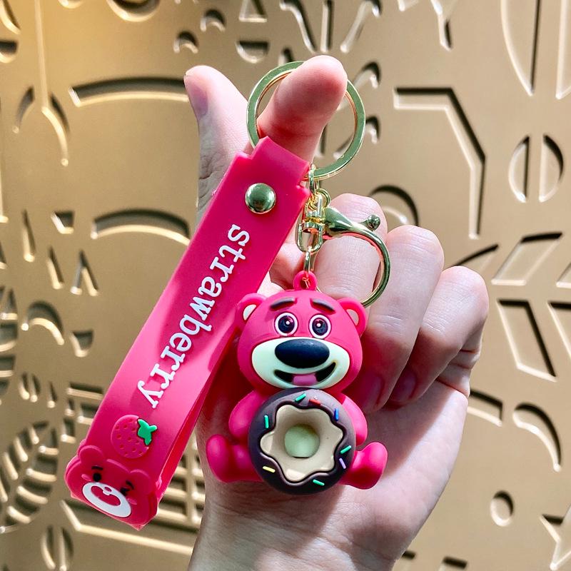 Cute Strawberry Bear Dessert Keychain Cartoon Pendant Single OPP Bag Packaging
