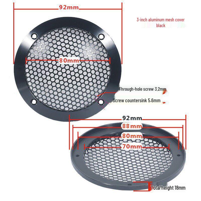 1.5-6.5 inch Car Speaker Aluminum Mesh Cover - A-pillar Protective Decorative Frame