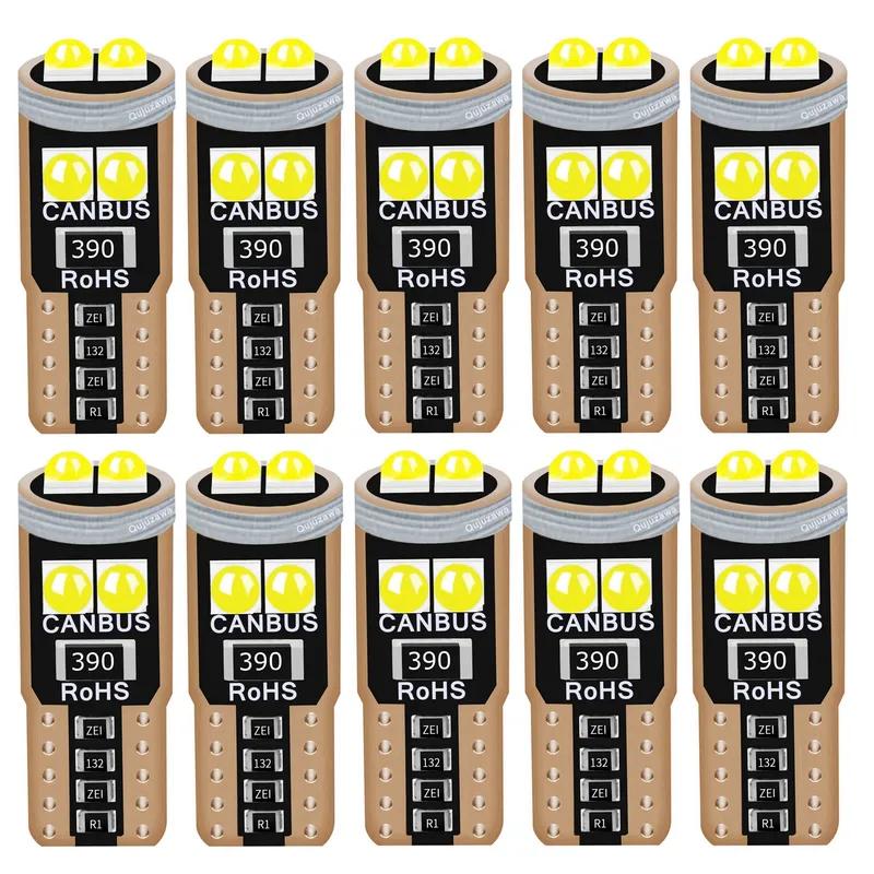 10Pcs T10 W5W WY5W 2825 Super Bright LED Canbus No Error Car Interior Reading Dome Lights Auto Parking Lamp Wedge Tail Side Bulb