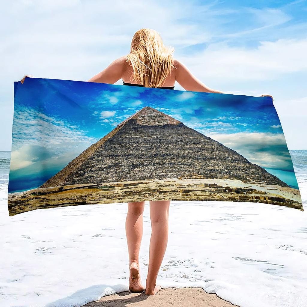 Pyramid Series Seaside Vacation Beach Towel Swimming Bath Towel Microfiber Sports Towel