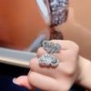 New Vintage 100% Pure 925 Sterling Silver Aaa Zirconia Butterfly Shape Ring For Women Luxury Wedding Jewelry Adjustable Opening