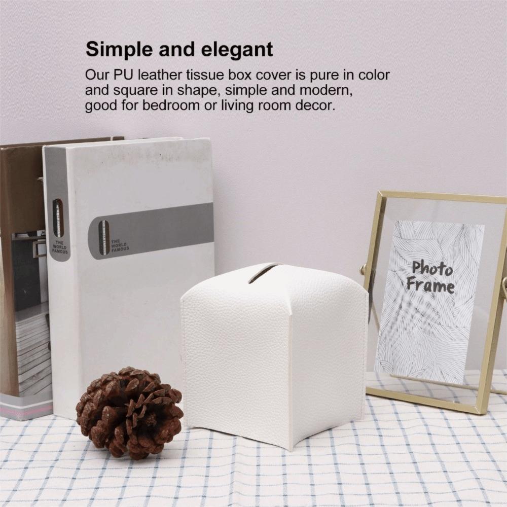 Waterproof PU Tissue Box Square Tissue Holder Minimalist Tissue Container  Office Use