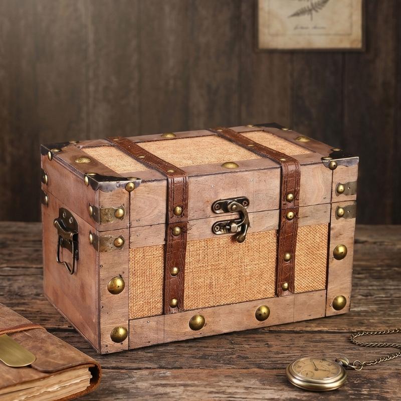 Rechteckige Aufbewahrungsbox mit Deckel, Truhenartiger Tischplattenkasten mit Frontverschluss für Regal, Schreibtisch und Beistelltisch-Aufbewahrung