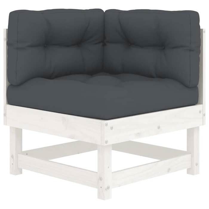 VidaXL Corner Sofa with Cushions White Solid Pine Wood, Garden Sofa, Outdoor Sofa, Patio Sofa, Sofa of 825423