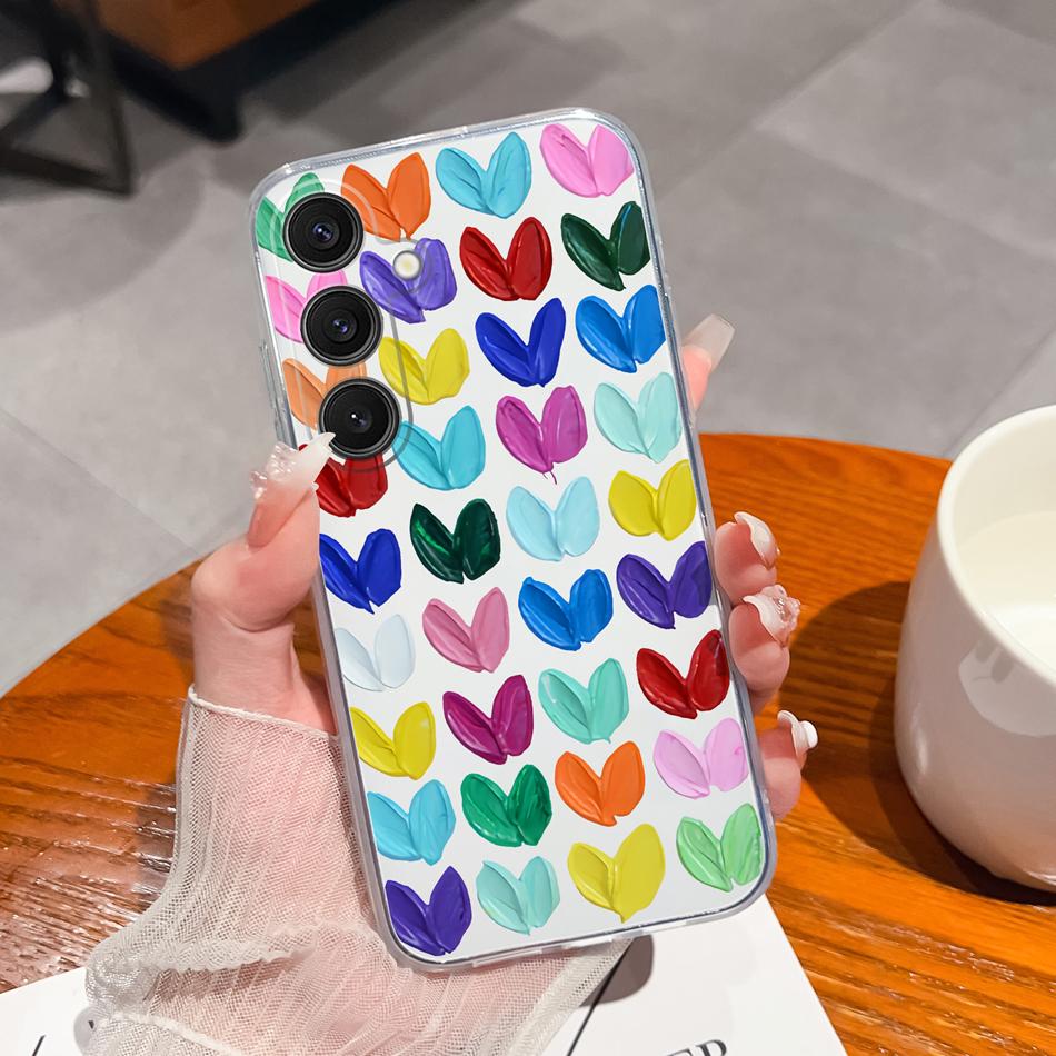 Case For Samsung Galaxy S25 FE Plus Ultra Clear Painted Flowers Back Cover For Samsung S 25 Ultra Soft Shockproof Phone Cases