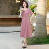 2026 Mom's Fashionable Chiffon Summer Dress - Versatile Mid-Length, Waist-Cinched Style for Middle-Aged & Elderly Women