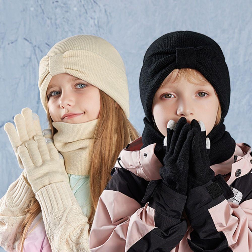3Pcs/Set Warm Kids Hats Scarfs Gloves Set Cute Baby Beanie Cap Gift Mitten  Toddler