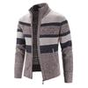 2024 Men's Stand Collar Color Block Plus Velvet Thick Sweater Jacket, Autumn/Winter Collection