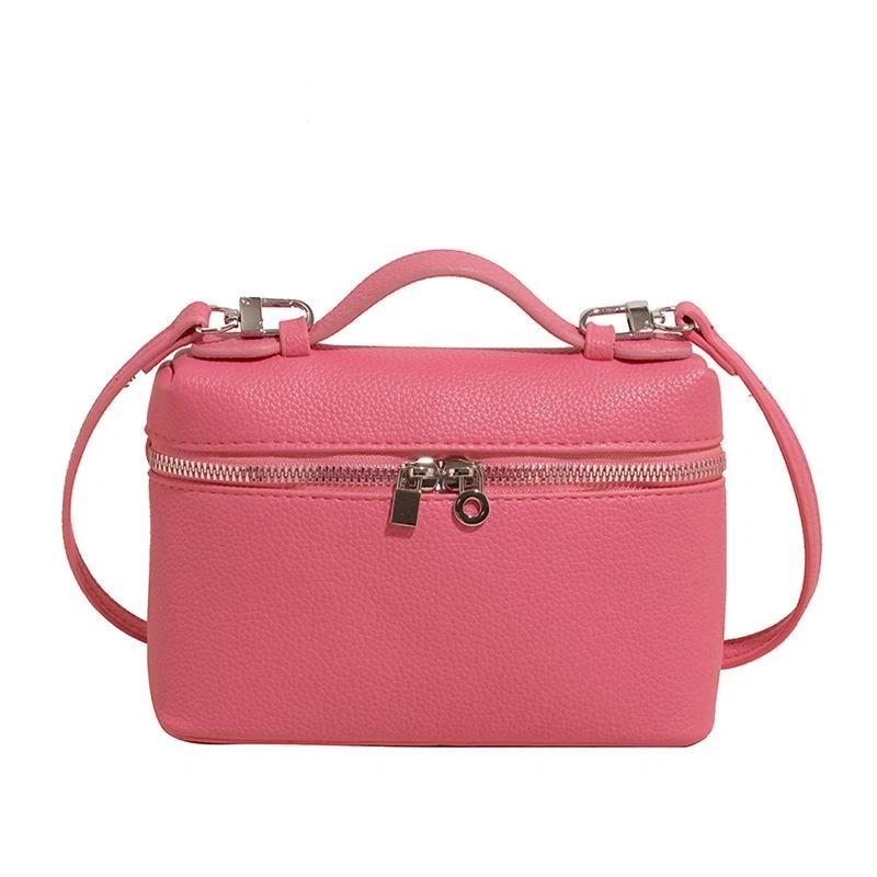 Chic Lychee Grain Women Lunch Tote Bag Insulated Shoulder Crossbody Handheld Bag for Commute Office Food Storage