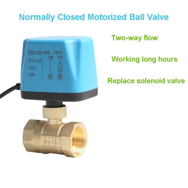 1/2" 3/4" 1" 2" Normally Closed Motorized Ball Valve Electric Actuator 2-Wire Brass Electric Ball Valve Replace Solenoid Valve
