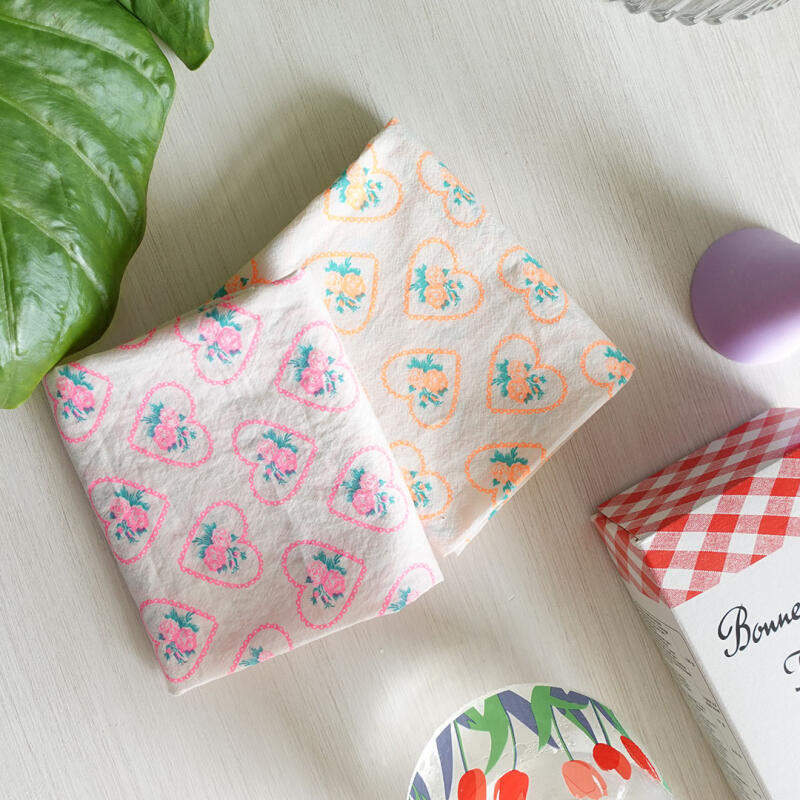 (2 colors) Vintage Rose Heart Neon Kitchen Cloth and Handkerchief orange