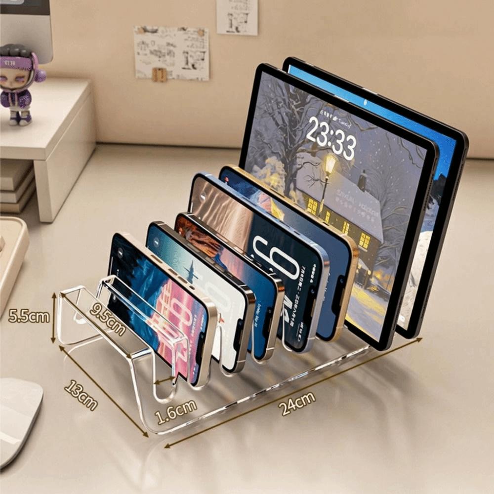 Multi-Slot Design CD Display Shelf Universal 6/8 Grids Acrylic Phone Stand Transparent Sturdy Tablet Bracket Display Stand