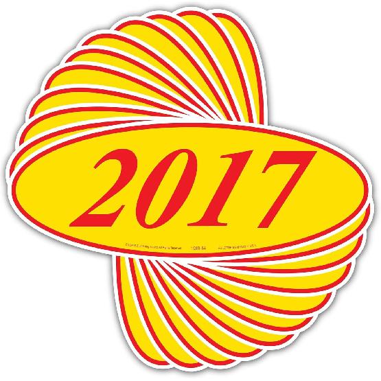 EZ-Line Oval Model Windshield Year Stickers for Car Windows Red and Yellow Large Vinyl Dealership Supplies 1 Dozen Pro Pack (2018)