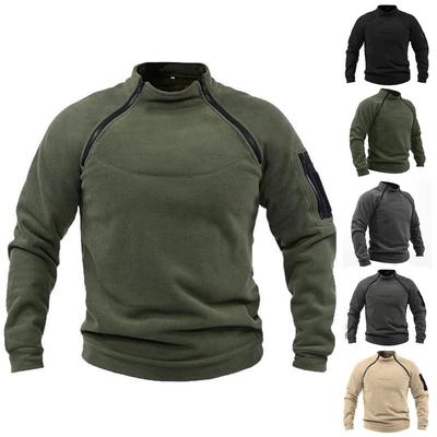 Moda masculina quente velo duplo meio zíper pulôver moletom tático inverno ao ar livre jaqueta roupas masculinas casaco roupa interior térmica