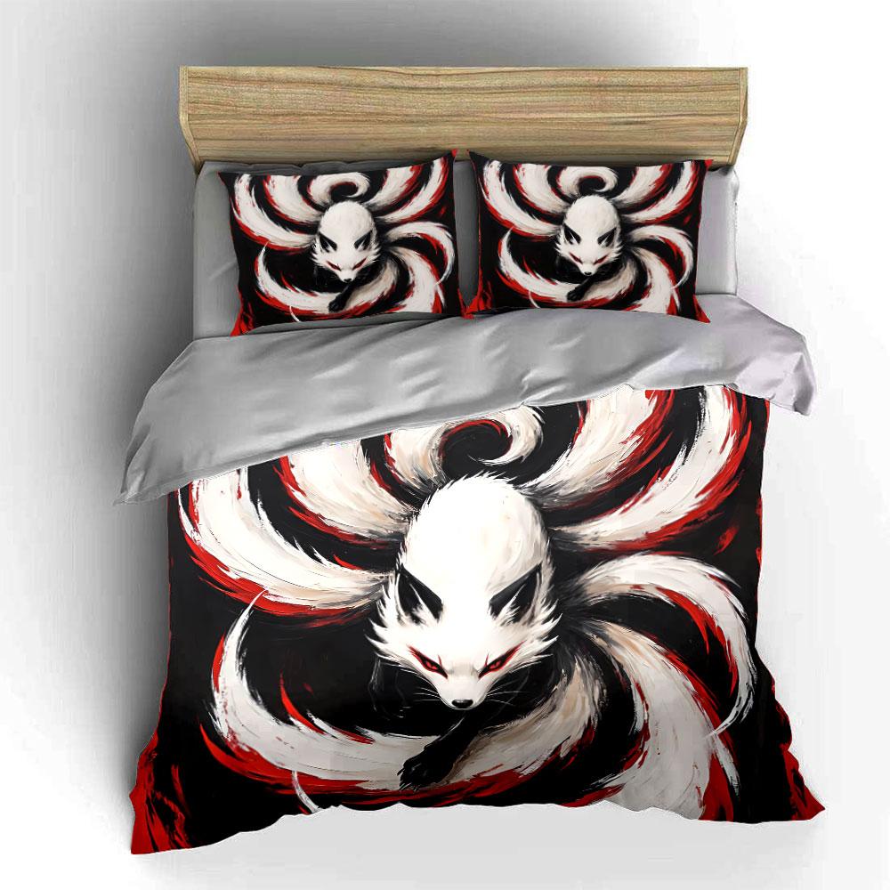 White Nine-Tailed Fox Design Bedding Duvet Cover Set Duvet Cover Pillowcases (1*Duvet Cover 2*Pillowcases, without duvet insert)