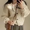 Fashion Winter Warm Long Sleeve Knitted Cardigan Women V-nek Loose Sweater Autumn Elegant Solid Color Casual Knitted