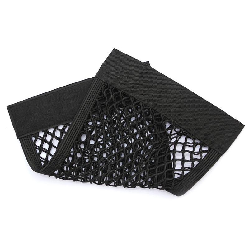Car Rear Mesh Trunk Seat Back Bag Elastic String Net Magic Sticker Universal Storage Bag Pocket Cage Net Double Layer