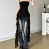 Mesh Irregular Ruffled Vest Sweet Cropped Tube Top Chic Women's Vest Top Party