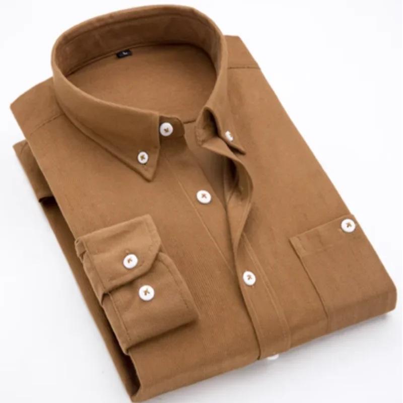 

Spring New Business Casual Men s Corduroy Long Sleeve Shirt Male Brand Good Quality Blue Red Office Shirts Clothes XL